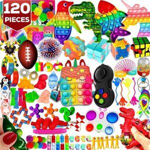 120 Pcs Fidget Toys Pack, Pop Sensory Party Favors Set Gifts for Kids Adults